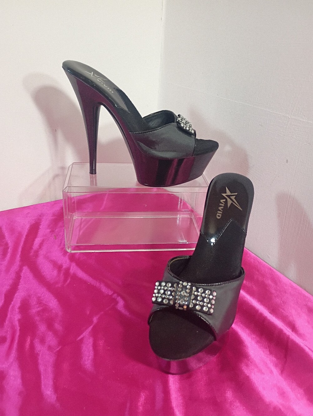 Vivid 6" Black SZ 8M Platform Basic Stripper Heels Pole Dance Beginner Shoes.